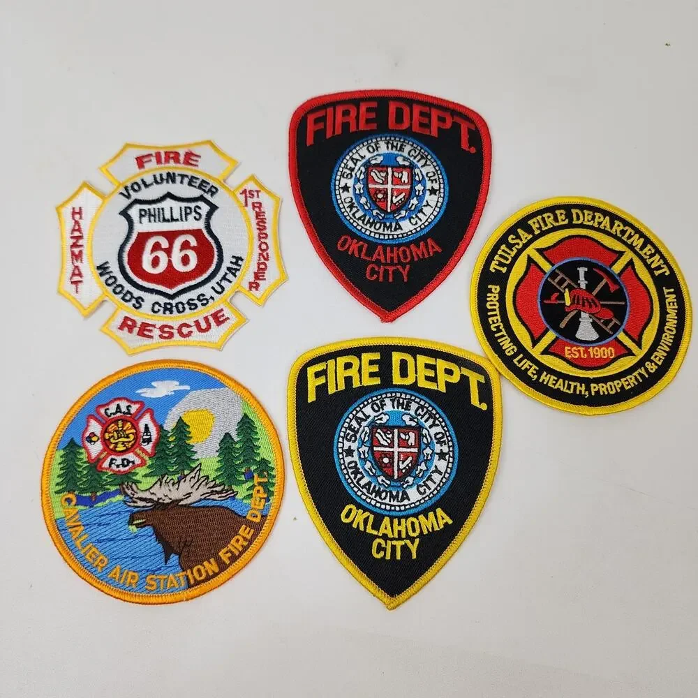 Lot 5 Fire Dept Patches Oklahoma City Tulsa Cavalier Air Stat Woods Cross Utah